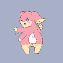 1:1 anus audino blush butt_slap colored_sketch female feral genitals low_res nintendo obscenecanary pokémon_(species) pokemon pussy simple_background slap solo tail_tuft tuft video_games white_tail