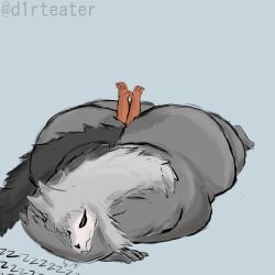 almost_fully_inside anal anal_vore anthro ass big_butt blush bone bottom_heavy canid canine canis d1rteater duo female female_prey fluffy fluffy_chest fox front_view fur grey_body grey_fur hair hi_res huge_butt hyper hyper_butt larger_male larger_pred long_hair lying male male/female male_pred mammal nameless_(d1rteater) nude obese obese_male on_front orange_body orange_fur overweight overweight_male pink_eyes simple_background size_difference skull skull_head skulldog_(species) sleeping sleeping_pred slightly_chubby slightly_chubby_female smaller_female stomach_bulge vore wolf