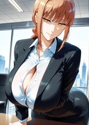 ai_generated alternate_ass_size alternate_body_type alternate_breast_size beautiful beauty breasts chainsaw_man clothed clothing female female_focus female_only gigantic_ass gigantic_breasts huge_ass huge_breasts hyper hyper_breasts hyper_butt large_ass large_breasts long_hair makima_(chainsaw_man) mommy nagiotoai open_eyes orange_eyes orange_hair sexy sexy_body sexy_pose solo solo_female solo_focus stretched_clothing tight_clothing