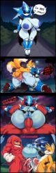 absurd_res ai_generated anal anal_sex anthro anus areola ass balls big_balls big_breasts big_butt big_penis blue_balls bodily_fluids breasts canid canine clothing comic cum cum_in_ass cum_inside dialogue dominant double_anal double_penetration echidna english_text erection female footwear fox genital_fluids genitals group group_sex hellsonger huge_balls huge_breasts huge_cock knuckles_the_echidna male male/female male_penetrating mammal metal_sonic metal_sonique monotreme neo_metal_sonic neo_metal_sonique nintendo nipples nude oral penetration penile penis pussy sega sex size_difference sonic_the_hedgehog_(series) tails tails_the_fox text threesome trio
