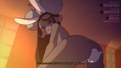 16:9 2025 anal anal_sex animated anthro ass big_butt black_hair blue_eyes blush bodily_fluids bovid bovine buttplug buttplug_in_ass buttplug_insertion buttplug_tail diives easter english_text fake_tail female genitals grey_body hair hi_res holidays long_hair looking_at_viewer looking_back mammal nude object_in_ass penetration plug_(sex_toy) plug_insertion scut_tail sex_toy sex_toy_in_ass sex_toy_insertion shaking_butt short_tail solo sweat tail text twerking vulva widescreen wuhuaguo_(diives) xingzuo_temple