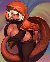 1girls breasts cleavage dragon_girl female female_only huge_breasts kevbot looking_at_viewer solo