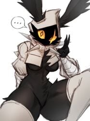 ... 1girls black_fur breasts bunny_ears bunny_girl cropped_hoodie female female_focus female_only fur furry furry_female furry_only kil_vi looking_at_viewer no_mouth oc peace_sign scar scar_across_eye solo solo_female solo_focus sookmo spikes thick_thighs thighhighs thighs