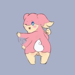 1:1 anus audino blush butt_slap colored_sketch female feral fur furry furry_only genitals looking_back nintendo obscenecanary pokémon_(species) pokemon pussy simple_background slap solo tail tail_tuft tuft video_games white_tail