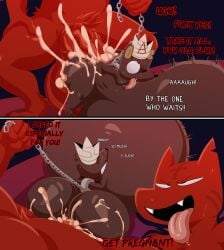 anal anal_penetration anal_sex chains cult_of_the_lamb cum cum_in_ass cum_inflation cum_inside excessive_cum fox_(cult_of_the_lamb) furry gay huge_ass hyper hyper_balls hyper_penis inflation kiffy_(artist) male/male male_penetrating_male massive_monster_(studio) ratau_(cult_of_the_lamb) restrained rough_sex stomach_bulge