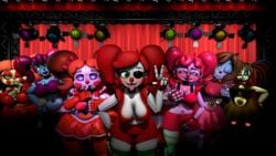 3d 7girls animatronic baby_(fnafsl) breasts busty circus_baby circus_baby_(fnaf) cleavage clown clown_girl eyeshadow five_nights_at_freddy's freckles ginger gynoid lipstick makeup rckke red_hair redhead scrap_baby scrap_baby_(fnaf) scrap_baby_(rckke) sexbot_circus_baby sister_location so87baby summer_of_87_baby tongue_out v voluptuous wink