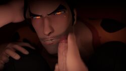 3d dispatch_(game) flambae gay male male_only noom4noom orange_eyes robert_robertson under_the_desk under_the_table yaoi
