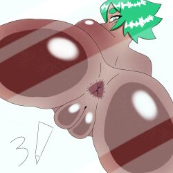 anus anus_focus ass ass_bigger_than_head ass_cheeks ass_focus ass_only ass_up asshole asshole_focus back_view big_ass brown_skin completely_nude completely_nude_female green_eyes green_hair huge_ass huge_butt mostrainbow nude nude_female original original_character pussy pussy_lips thick thick_ass thick_butt thick_hips thick_thighs triangular_anus