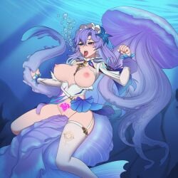 1girls absurdres ai_generated asphyxiation bare_breasts bubble cantarella_(wuthering_waves) drowning empty_eyes exposed_chest expressionless female female_only femsub frills leg_warmers maledom monster mrchypno_(generator) peril tattoo tentacle tentacle_sex torn_clothes unaware underwater wuthering_waves