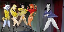 2012 5girls alien alternate_version_available andorian_(species) antennae_(anatomy) anthro betty_(inspector97) black_hair blonde_hair blue_shirt blue_skin boots caitian_(species) cardassian_(species) cat_ears cat_tail dhira_(kaijuduke) elevator female female_only human humanized humanoid inspector97 john_f._ridley lifted_skirt multiple_females multiple_girls orange_skin panties perry_(inspector97) red_shirt shiboline_m'ress spaceship spaceship_interior star_trek star_trek_the_animated_series starfleet_insignia starfleet_uniform stockings tail thong thrala_(inspector97) upskirt vulva wardrobe_malfunction white_hair yellow_sclera yellow_shirt