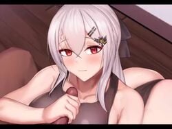 1boy 1girls animated anus big_breasts big_penis blowjob blush breasts breasts_out cheek_bulge cowgirl_position crotchless cum cum_in_mouth cum_in_pussy cum_in_throat cum_inside dark-skinned_male deep_blowjob eyelashes fellatio girls'_frontline grinding hair_ornament handjob huge_breasts interracial iws-2000_(girls_frontline) leotard long_penis longer_than_30_seconds longer_than_one_minute looking_at_viewer oral reverse_cowgirl_position riding rinhee sex sound stockings twerking uncensored vaginal_penetration video white_hair x-ray