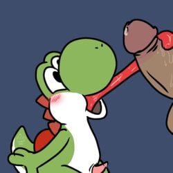 1:1 anthro balls blush bodily_fluids circumcised cum cum_leaking digital_media_(artwork) dinosaur duo gay genital_fluids genitals green_body hi_res humanoid_genitalia long_tongue looking_at_genitalia male male/male mario_(series) muffinlewds nintendo penis reptile saliva scalie shell simple_background sketch smile stroking tongue video_games yoshi