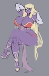 big_breasts blonde_hair blue_eyes elbow_gloves game_freak gloves high_heels hourglass_figure jynx live_for_the_funk long_gloves nintendo pokemon pokemon_(species) purple_skin stylized thick_lips white_gloves