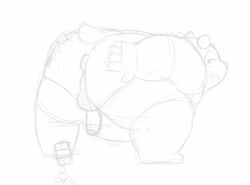 2020 96panda 96panda_hk anthro anus ass balls cartoon_network genitals giant_panda kemono male male_only mammal monochrome overweight overweight_anthro overweight_male panda_(wbb) penis simple_background sketch solo ursid we_bare_bears white_background