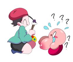 adeleine big_breasts blush breasts cute ebi10000000000 female female_only females_only kirby kirby_(series) pink_body pink_skin surprise surprised surprised_face tear tears