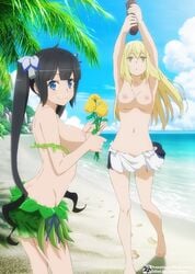 absurd_res aiz_wallenstein big_breasts cute dungeon_ni_deai_wo_motomeru_no_wa_machigatteiru_darou_ka edit edited hestia_(danmachi) naked nude_filter space-panda