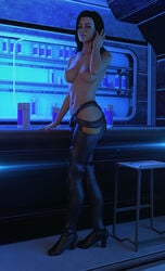 1girls 3d 3d_(artwork) areolae bioware black_hair breasts female female_only human human_only long_hair mass_effect miranda_lawson nipples oceanmyhope solo