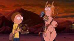 1boy 1girls accurate_art_style artist_request big_breasts book bow_and_arrow brother_and_sister edit female huge_breasts male morty_smith partially_clothed pubic_hair rick_and_morty screenshot_edit summer_smith tagme unknown_artist