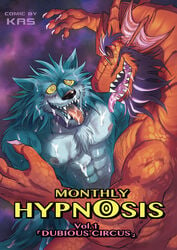 abs absurd_res anthro anthro_on_anthro beard biceps blush bodily_fluids canid canine chest_tuft cover dragon drooling duo english_text facial_hair hi_res hypnosis kas20241013 male male/male mammal mind_control muscular muscular_male nipples nude open_mouth pecs saliva sharp_teeth sweat teeth text tongue tongue_out tuft