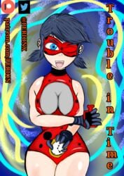 1girls alternate_breast_size bad_anatomy black_hair blue_eyes breasts cleavage cleavage_cutout clock clothed comic_cover domino_mask doujin_cover english english_text eyelashes female gloves holding_object holding_watch ladybug_(character) large_breasts leotard looking_at_viewer manga_cover marinette_cheng marinette_cheng_(pv) marinette_dupain-cheng marinette_dupain-cheng_(pv) mask miraculous_ladybug narrow_waist nipple_bulge nipples_visible_through_clothing one_eye_closed open_mouth patreon_username perion red_leotard short_hair short_twintails smile smiling smiling_at_viewer solo teenager text time_stop twintails twitter_username watch wide_hips