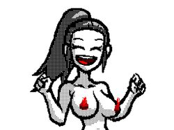 1girls animated areolae breasts female female_only flipnote flipnote_studio huge_hips jump jump_cycle jumping large_breasts light-skinned_female long_hair navel nipples nude nude_female pixel_art pokezelda3 ponytail wide_hips