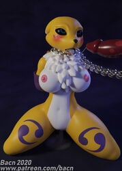 3d after_sex ambiguous_gender anthro bacn black_sclera blue_eyes blush bodily_fluids bondage bound breasts canid canine chains cum cum_in_mouth cum_in_pussy cum_inside cum_leaking digimon digimon_(species) disembodied_penis duo erection faceless_male fellatio female female/ambiguous forced fur genital_fluids genitals hands_behind_back hi_res kneeling male mammal nipples nude open_mouth oral penile penis renamon renamon_(bacn) sex simple_background tuft white_body white_fur