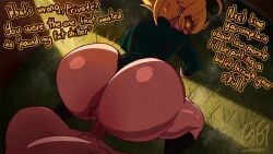 1boy 1girls anal anal_penetration anal_sex anonymous_male back_view bending_forward big_penis bottom_heavy bubble_butt censored_penis dominant_female female_focus gif greatestgori half_naked huge_ass looking_back male_pov military_uniform seductive_look smaller_female submissive_male tanya_degurechaff text thick_thighs youjo_senki
