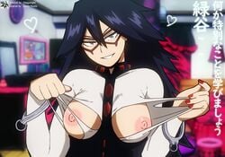 1girls areolae big_breasts big_nipples black_hair breasts female female_only handcuffs hero_outfit_(mha) long_hair looking_at_viewer midnight_(my_hero_academia) my_hero_academia naked nemuri_kayama nipples nude nude_female red_nails seductive seductive_look shoganight smile solo solo_female space-panda torn_clothes