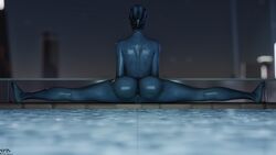 1girls 3d 3d_(artwork) alien alien_girl anus artist_name asari ass asshole barefoot big_ass big_butt blue_skin bottomless bubble_ass bubble_butt butt completely_nude dat_ass female female_only humanoid large_ass liara_t'soni mass_effect mass_effect_2 mass_effect_3 naked night no_humans nude nude_female nudity nyes117 pool pose posing pussy round_ass shiny_skin simple_background solo splits thick_ass topless uncensored vagina water wet wide_hips