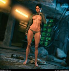 1girls 3d anna_miller_(metro) big_breasts breasts female jizzmasterzero metro_(series) nipples panties short_hair solo