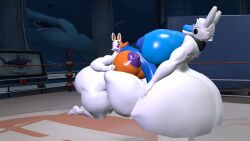 3d 3d_(artwork) animatronic anthro big_breasts bigger_female breast_focus breasts female five_nights_at_freddy's furry futanari huge_breasts huge_cock hyper larger_female lips lipstick lolbit_(fnaf) looking_at_viewer robot source_filmmaker tight_clothing tyranfox tyranfox_(artist)