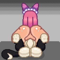 animated anthro balls big_ass big_balls big_penis bigger_female brawl_stars cat_ears cat_tail colette_(brawl_stars) female feral gif kit_(brawl_stars) long_hair maid maid_uniform mating_press pawlette penetration penis penis_in_pussy pink_hair pinku_pawlette pixel_animation pixel_art pumpkinz6 pussy smaller_male vaginal_penetration