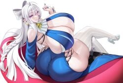 1girls ass big_ass big_breasts blue_nails breasts bubble_butt busty clothing colored_nails fat_ass female female_only heels huge_ass huge_breasts huge_thighs large_ass large_breasts legwear long_hair looking_at_viewer looking_back luunamito massive_ass massive_breasts no_bra no_panties painted_nails png shoes sitting solo thick_ass thick_thighs thighhighs thunder_thighs velina_airgid white_hair wide_hips zenless_zone_zero