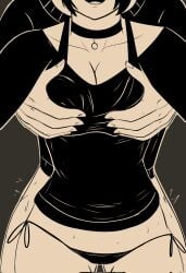 1boy 1girls 2d andrew_graves ashley_graves black_hair bottomless breasts brother_and_sister choker cleavage female fuzzlogik groping groping_breasts groping_from_behind incest male panties siblings straight the_coffin_of_andy_and_leyley