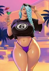 1girls accurate_art_style ai_generated big_ass gigantic_hips grand_theft_auto grand_theft_auto_vi huge_ass huge_breasts jujutsu_kaisen leo_dawg mei_mei_(jujutsu_kaisen) rockstar_games solo thick_thighs vice_city_cover_girl wide_hips