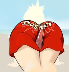 1girls ass ass_focus buttjob fate_(series) male_swimwear_challenge mens_swimsuit_challenge mordred_(fate) myahogao solo swimsuit