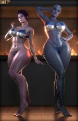 3d 3d_(artwork) alien alien_girl bikini blender_(software) high_waisted_thong large_breasts liara_t'soni mass_effect smitty34 tali'zorah_nar_rayya thick_thighs thighs thong thong_bikini