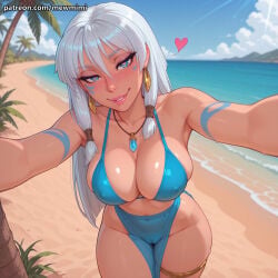 1girl 1girls ai_generated atlantis:_the_lost_empire bangs beach bikini blush breasts breasts, camel_toe cameltoe cleavage clothed clothed_female curvy disney facial_mark facial_markings female female_focus female_only focus fringe fully_clothed kida large_breasts long_hair mewmimi nipples nipples_covered nipples_visible_through_clothing pussy sfw solo solo_female solo_focus teeth tight_clothes tight_clothing uncensored very_long_hair white_hair