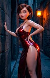ai_generated breasts helen_parr latex_dress looking_at_viewer no_bra the_incredibles thighs