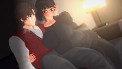 3d 3d_model arm_wrapped_around_body big_ass big_breasts breasts brunette brunette_female brunette_hair couple couple_(romantic) happy husband husband_and_wife image_set koikatsu nanami_yamato newlyweds non-canon original original_characters peterson_walker plump pregnant pregnant_female pregnant_with_multiples pregnant_with_twins ready_to_pop rubbing_belly seductive seductive_look seductive_smile sitting smiling spidey-dude sultry_eyes tachumi thick_ass thick_thighs thighs wedding wedding_ring wholesome wholesome_couple wife yandere