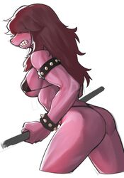 ass bikini breasts deltarune hair_over_eyes long_hair muscular muscular_female purple_skin sangobob susie_(deltarune)