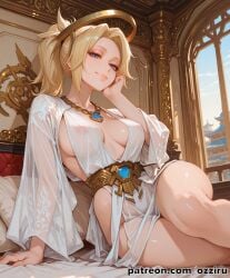 absurd_res ai_generated alternate_version_at_source alternate_version_available anthro bed bedroom bedroom_eyes bedroom_sex big_penis blizzard_entertainment blonde blonde-haired_female blonde_female blonde_hair blonde_hair_female cute cute_face day daylight daytime dragon dragon_horns dragon_humanoid female female_focus hair_ornament halo hi_res highres intersex interspecies larger_male looking_at_viewer looking_pleasured mercy monster monster_cock overwatch overwatch_2 ozziru palace patreon ponytail revealing_clothes see-through self_upload sitting size_difference smaller_female solo solo_female solo_focus uncensored