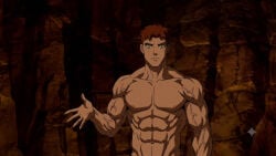 ai ai_edit ai_generated dc dc_comics freckles kid_flash muscles screenshot screenshot_edit shirtless the_flash_(series) wally_west young_justice