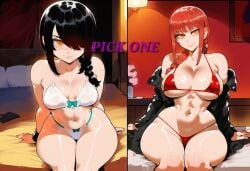 2girls aged_up ai_generated breasts chainsaw_man curvy curvy_figure makima_(chainsaw_man) nayuta_(chainsaw_man) red_hair shortstack