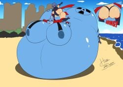 alien alien_humanoid blue_body blue_skin diegosandiego fin_hair fins fish fish_humanoid huge_ass huge_breasts human inflation nala_(diegosandiego)
