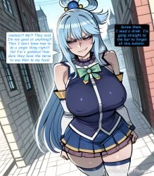 1female 1girl 1girls 2026 absurdres aesthetic ai_generated alley anime anime_style aqua_(konosuba) arms_at_sides artist_name bare_shoulders beautiful beautiful_female beautiful_girl big_ass big_breasts bitch biting_own_lip blue_eyes blue_hair blue_shirt blue_skirt blurred_background blush blush_lines blushing blushing_female bow bowtie breasts bubble_ass bubble_butt building city comic comic_page comic_panel comic_strip cover_page covered_nipples cowboy_shot curvy curvy_body curvy_female curvy_figure curvy_hips curvy_thighs cute cute_face day detached_sleeves dialogue digital_art digital_painting dutch_angle english english_dialogue english_text evil_grin evil_smile gem green_bow green_bowtie grin hair_between_eyes hair_ornament hair_rings high_quality highres huge_breasts kono_subarashii_sekai_ni_shukufuku_wo! large_ass large_breasts line_art long_comic long_hair looking_to_the_side manga_style miniskirt multiple_panels naughty_face outdoors patreon patreon_link patreon_logo patreon_username phanary pleated_skirt sexy sexy_body sexy_female sexy_pose shirt single_hair_ring skirt sleeveless sleeveless_shirt slut smile smirk smug soft_shading solo solo_focus speech_bubble standing text text_box text_bubble text_focus thick thighhighs thighs very_long_hair web_address white_sleeves white_thighhighs zettai_ryouiki