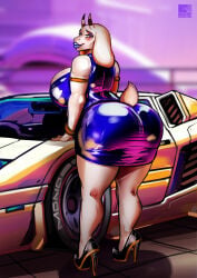 1girls 2023 animal_ears animal_tail anthro arm_strap armwear ass ass_in_dress big_ass big_breasts big_lips bimbo bimbo_lips blue_dress blue_eyeshadow blue_lips blue_lipstick breasts deviantart_link djpuppeh dress eyeshadow female female_only footwear heels high_heels horns huge_ass huge_breasts legs lips lipstick mature mature_female mature_woman milf mother parted_lips red_eyes short_dress side_view sideboob solo solo_female tail thick_lips thighs tight_dress toriel undertale vehicle white_skin