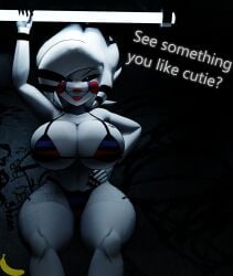 3d 3d_(artwork) artist_logo artist_name bedroom_eyes big_breasts big_thighs bikini blender dark darkness fap_nights_at_frenni's female female_focus female_only fredina's_nightclub graffiti graffiti_on_wall holding holding_object light light_bulb looking_at_viewer marie_(cally3d) marie_(cryptia) muffintop20 self_upload smile talking_to_viewer text watermark