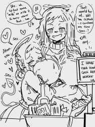 1futa 1girls 2026 achan_(argonchann) angel argonchann atan_(argonchann) big_breasts cash_register cashier closed_eyes clothed clothing doodle erection halo height_difference hi_res highres horny horny_futa huge_cock hugging imminent_sex large_breasts long_hair long_penis monochrome original original_characters precum public public_indecency rough_sketch sketch skirt sweaty talking_to_viewer thick_penis topwear veiny_penis