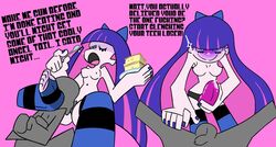 1boy 1girls cunnilingus dialogue evil_grin faceless_male femdom forced_oral imminent_pegging jones_boi jonesbo50034805 long_hair misunderstanding nipples nude panty_&_stocking_with_garterbelt penis purple_hair stocking_anarchy strap-on taker_pov text thighhighs